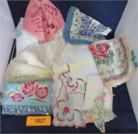 Vintage box lot of high end handkerchiefs
