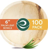 ECOSOUL DISPOSABLE PALM LEAF 6IN BOWLS 100COUNT