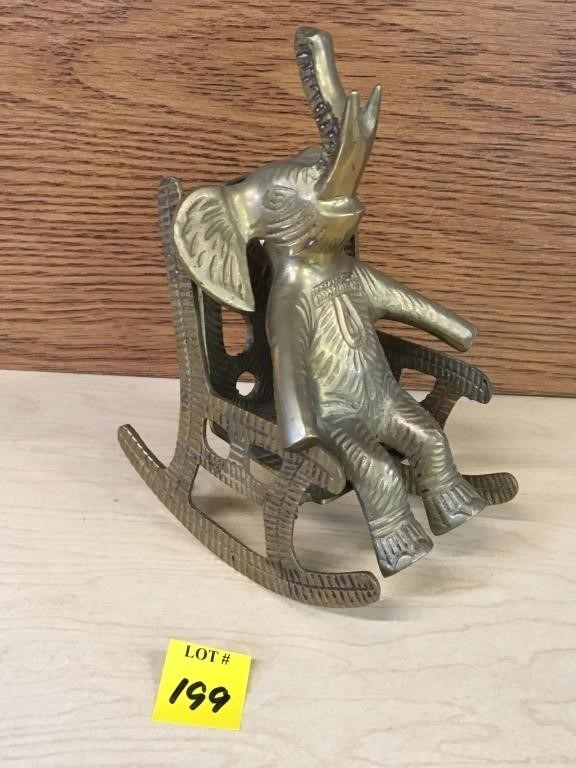 Brass Elephant in a Rocking Chair