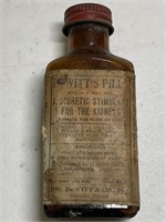 Antique Prescription Pill Bottle Dewitt Co Chicago