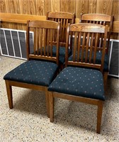 Set of 4 Modern Oak Upholstered Chairs