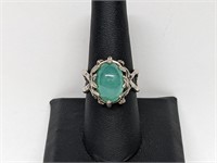 .925 Sterling Silver Blue/Green Cabachon Ring