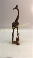 2 Wood Carved Giraffe