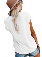 Aoisagula Women's Casual T-Shirt White Size M See