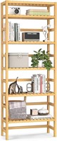 $80 6-Tier Bamboo Adjustable 63.4” Tall shelf