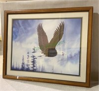 Framed and matted under glass American bald eagle