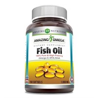 Omega Fish Oil 1000 mg Softgels Supplement -200 ct