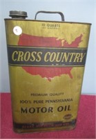 2.5 Gallon Cross Country motor oil can. Measures: