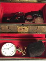 VINTAGE LEATHER CHEST w MENS JEWELRY