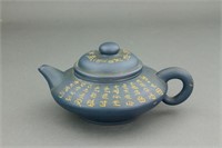 Chinese Blue Zisha Teapot with Artist Mark