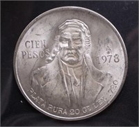 1978 Mexico Cien or #100 Silver Peso Round