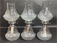3 Vintage Lamplight Farms Bordeaux Glass Oil Lamp
