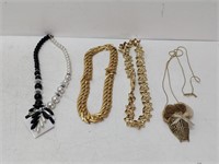 4 Vintage Necklaces with Bling