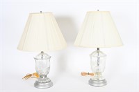 Vintage Embossed Glass Lamps w/ Shades