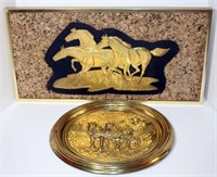 Mid Century Brass Horse Plaque on