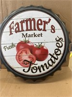Metal Bottle Cap Farmer’s Market Tomato Sign