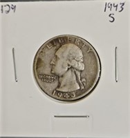 1943 S 90% Silver Washington Quarter