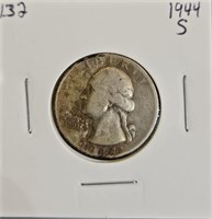 1944 S 90% Silver Washington Quarter