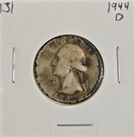 1944 D 90% Silver Washington Quarter