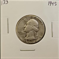 1945 90% Silver Washington Quarter