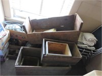 GROUP - CHAIRS, WOOD CRATES, BUICK HUBCAPS, FILES