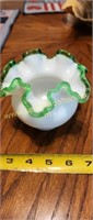 White/Green ruffled bowl - no markings found