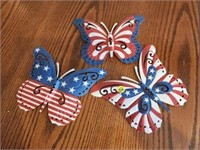 3 pc Red White and Blue Butterflys