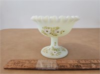 Fenton Uranium Set Hand Painted Dish 4 in Tall