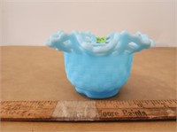 Fenton Blue Dish Chip on Bottom