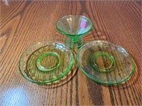 3 pc Green Depression Dishes