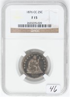 Coin 1876-CC Liberty Seated Quarter - F15