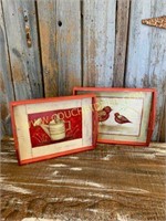 Set of 2 Wooden Red Trays