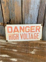 Vintage Danger High Voltage Porcelain Sign