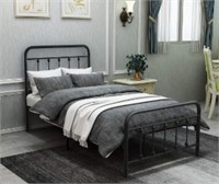 Twin Platform Bed Frame With Vintage Headboard