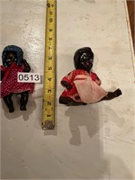 2- Black Americana Child Dolls- Glass/ Porcelain