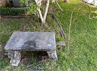 SMALL CONCRETE BENCH & SMALL SHEPERDS HOOK