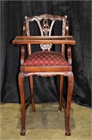 Fancy High Chair w/ Burgundy Upholstered Seat