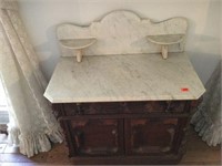 Marble Top Victorian Wash Stand With Backsplash