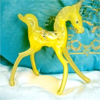 Mid Century Blown Art Glass Horse Figurine