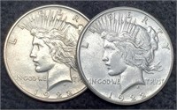 (2) Peace Silver Dollar 1922-P&S AU