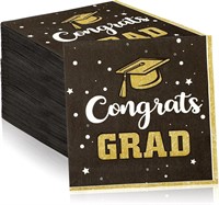 100 Graduation Party Napkins BLACK