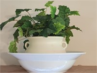 Washbowl with faux greenery