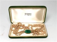 Faux Pearl Necklace & Faux Jade Clasp