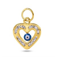 14 Kt-Yellow Gold Heart Evil Eye Pendant