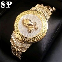 Hip Hop 14K Gold Plated 8.5" CZ Full Iced Praying