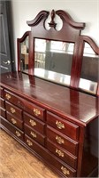 Dresser with 3 panel folding mirror, top a