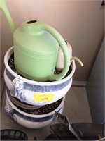 (2) PLANTERS & (2) WATERING CANS