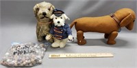 Vintage Stuffed Animals & Clay Marbles