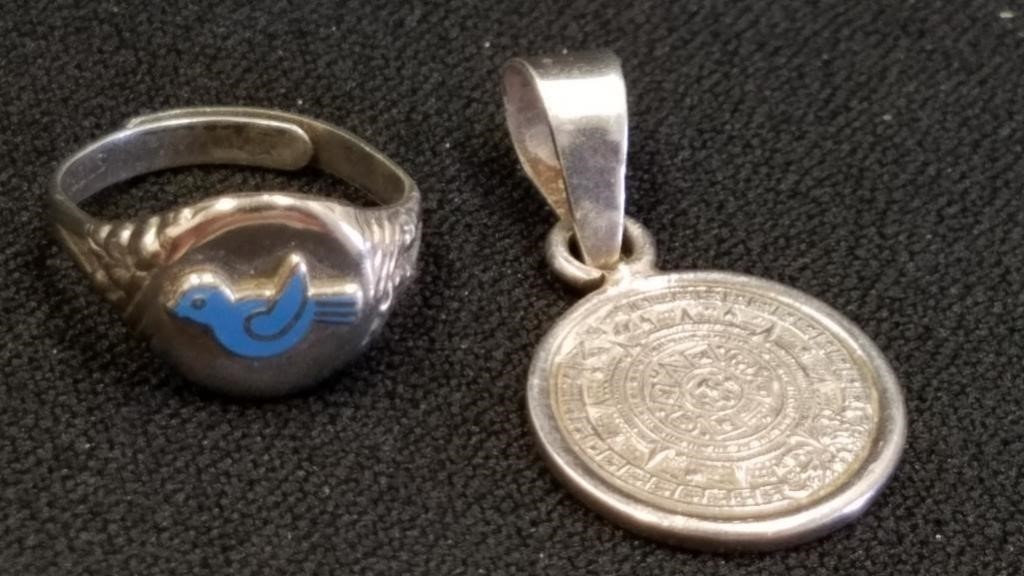 Sterling Silver Adjustable Ring & Pendant