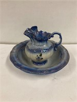 Pottery water pitcher and Basin